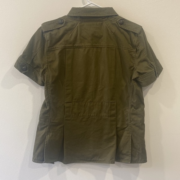 Ralph Lauren Petite Military / Safari Style Short Sleeve Button-Up Top - Picture 6 of 14